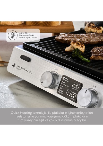 Compact Steel Pro Sear And Grill Inox 2007 Izgara ve Tost Makinesi