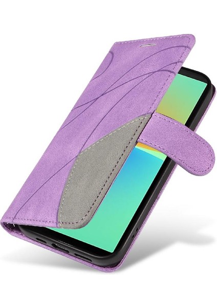 Sony Xperia 10V Için Kılıf Pu ile Iki Renkli Dikiş Kickstand Koruyucu (Yurt Dışından)