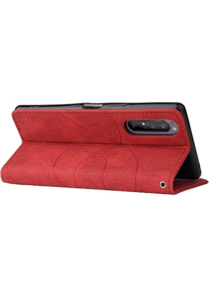 MY Boutique1 Sony Xperia 5ii Kickstand Koruyucu Iki Renkli Dikiş Pu Flip Için Kılıf (Yurt Dışından)