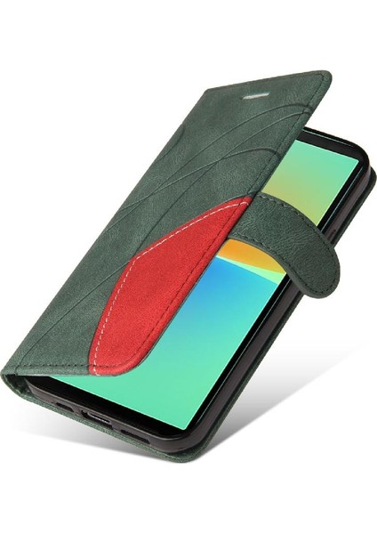 Sony Xperia 10V Için Kılıf Pu ile Iki Renkli Dikiş Kickstand Koruyucu (Yurt Dışından)