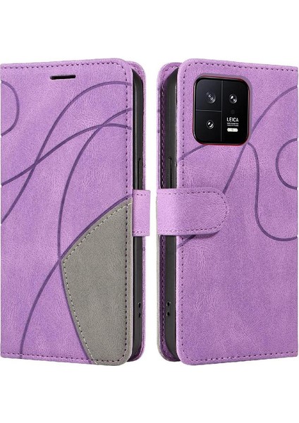 Xiaomi 13 Kickstand Koruyucu Iki Renkli Dikiş Pu Deri (Yurt Dışından)