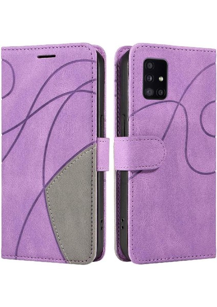 Samsung Galaxy A51 5g Iki Renkli Dikiş Kickstand Koruyucu Pu (Yurt Dışından)