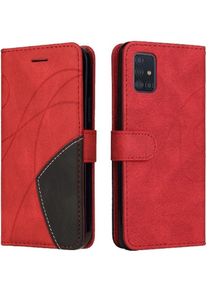 Samsung Galaxy A51 5g Iki Renkli Dikiş Kickstand Koruyucu Pu (Yurt Dışından)