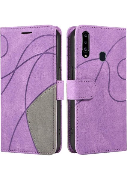 Samsung Galaxy A20S Kickstand Koruyucu Iki Renkli Dikiş Pu (Yurt Dışından)