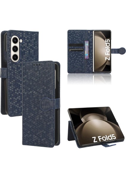 Samsung Galaxy Z Için Kılıf Fold 5 Geometrik Desen Deri Cüzdan Kapak (Yurt Dışından)