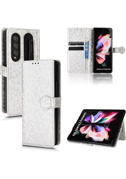 Samsung Galaxy Z Için Kılıf Fold 3 Deri Cüzdan Kapak Geometrik Desen (Yurt Dışından) fırsatları
