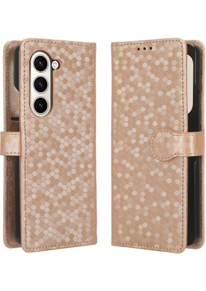 Samsung Galaxy Z Için Kılıf Fold 5 Geometrik Desen Deri Cüzdan Kapak (Yurt Dışından)