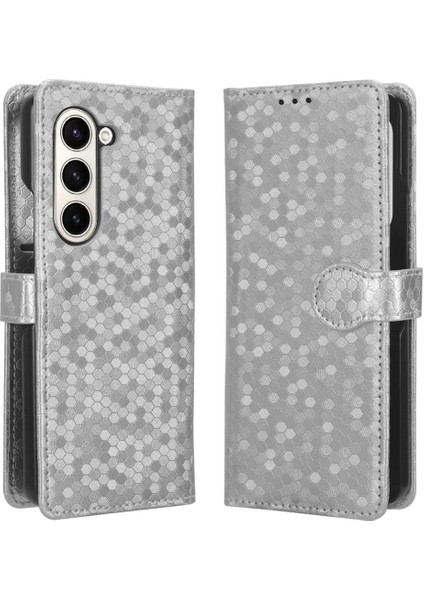 Samsung Galaxy Z Için Kılıf Fold 5 Geometrik Desen Deri Cüzdan Kapak (Yurt Dışından)