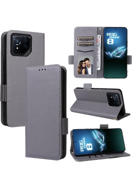 Asus Rog Telefon 8 Pu Deri Yan Toka Cüzdan Manyetik Kart (Yurt Dışından)