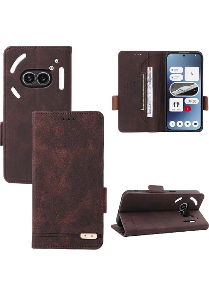 Nothing Telefon 2A Manyetik Karbon Fiber Deri Folio Flip Case (Yurt Dışından)