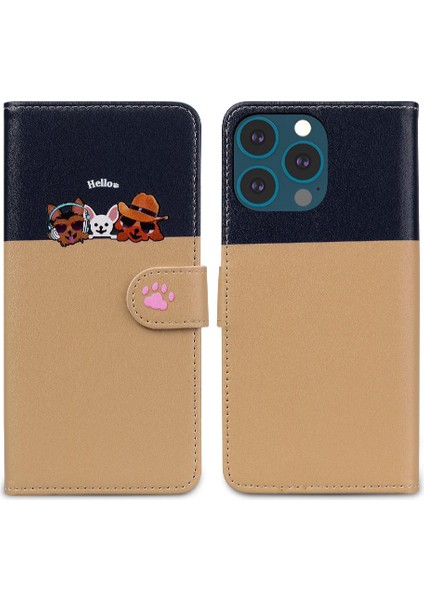 Iphone 13 Için Kılıf Pro / Pro Max Darbeye Cüzdan Kapak Çevirin Deri (Yurt Dışından)