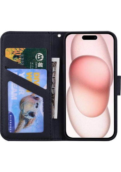 IPhone 15 Için Flip Case Artı Deri Kılıf Kapak Çevirin Cüzdan Basit (Yurt Dışından) indirimleri
