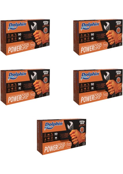 Nitril Powergrip Ekstra Kalın Elmas Dokulu Eldiven Turuncu Meidum Orta Boy - 50'li 5 Paket fiyatları