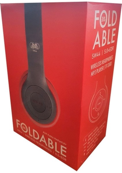 SW44 Bluetooth Katlanabilir Kulaklık - Gri/kırmızı