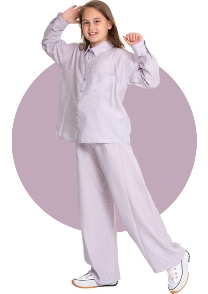 Kız Çocuk Oversize Rahat Kesim Gömlek ve Pantolon Takım