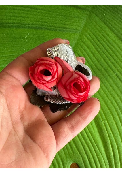 8x5 cm Pembe Tomurcuk Güllü Iğneli Broş Yaka Iğnesi Türban Giyim Aksesuarı