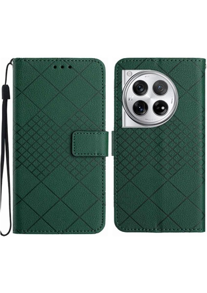 Oneplus 12 5g Elmas Kabartmalı Kart Yuvası Için Flip Case El Pu ile Standı (Yurt Dışından)