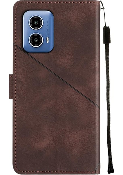 Motorola Moto G34 Manyetik Deri Kart Tutucu Cüzdan Flip Kapak Için Kılıf (Yurt Dışından)