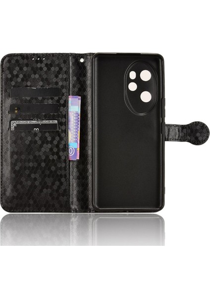 Onur Için Kılıf 100 Pro 5g Manyetik Toka Geometrik Desen Deri Cüzdan (Yurt Dışından)
