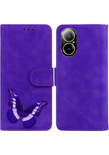 Realme C67 4g Cüzdan Flip Folio Kapak Kelebek Renk Baskılı (Yurt Dışından)