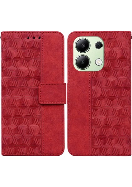 Xiaomi Redmi Için Not 13 4g Geometrik Kabartmalı Cüzdan Kapak Çevirin Pu (Yurt Dışından)