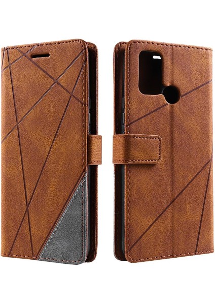 Realme C17 Darbeye Dayanıklı Manyetik Pu Deri Kart Tutucu Kickstand Için Kılıf (Yurt Dışından)