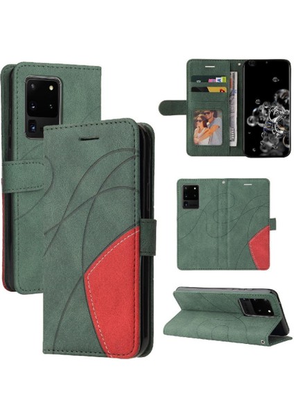 Samsung Galaxy S20 Ultra Pu Deri Flip Folio Kılıf Için Iki Renkli (Yurt Dışından)