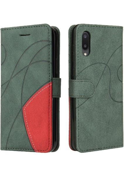Samsung Galaxy A02/M02 Iki Renkli Dikiş Kickstand Koruyucu Kılıf (Yurt Dışından)