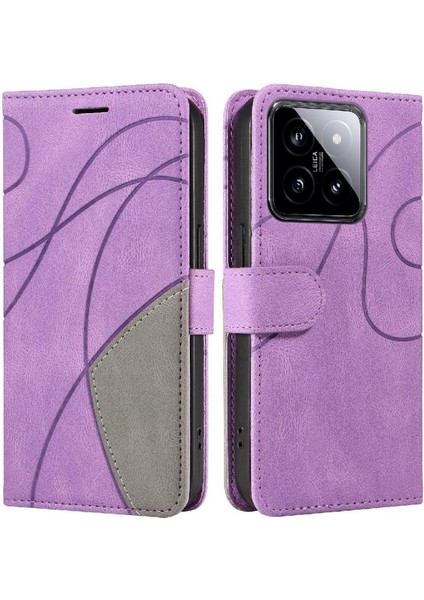 Kart Yuvası Standı ile Xiaomi 14 Pu Deri Flip Folio Kılıf (Yurt Dışından)
