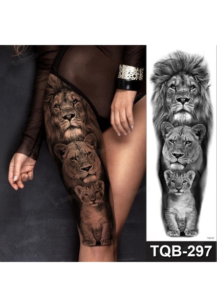 Gerçekci Geçici Aslan Aile Family Kol Kaplama Tattoo Dövme Modelleri