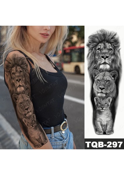 Gerçekci Geçici Aslan Aile Family Kol Kaplama Tattoo Dövme Modelleri modelleri