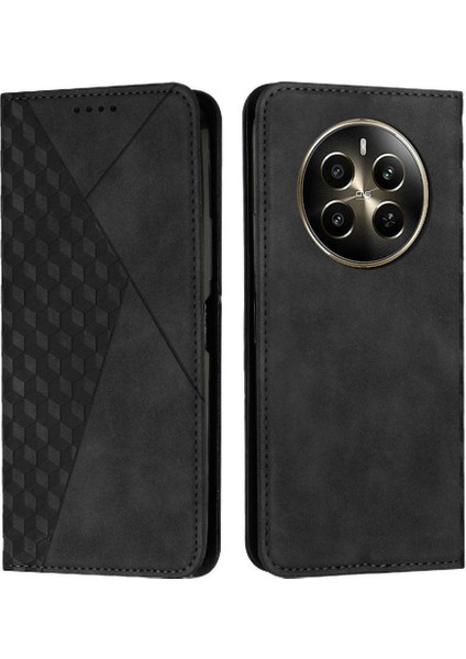 Realme 12 Yan Toka Darbeye Kapak Kapak Kart Ekleme Pu Için Kılıf (Yurt Dışından)