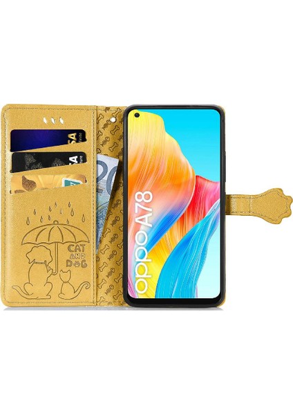 Oppo A78 4g Için Kılıf Deri Kılıf Kapak Çevirin Darbeye Kısa Kayış (Yurt Dışından)