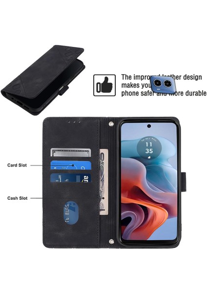 Motorola Moto G34 Manyetik Deri Kart Tutucu Cüzdan Flip Kapak Için Kılıf (Yurt Dışından)