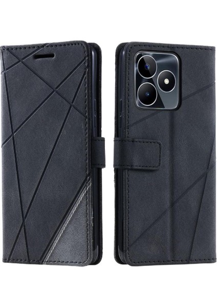 Realme C53 Darbeye Dayanıklı Manyetik Pu Deri Cüzdan Flip Folio Kart Için Kılıf (Yurt Dışından)