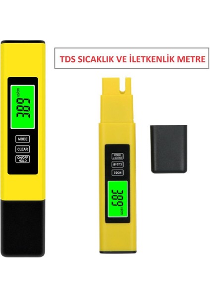 Tds Sıcaklık Iletkenlik Metre 3 In 1 Ölçüm LED Işıklı Su Sıvı Analiz Cihazı