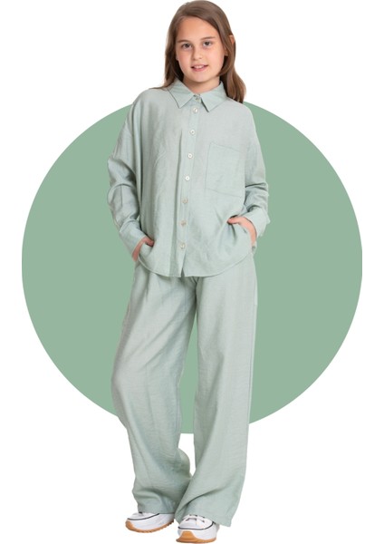 Kız Çocuk Oversize Rahat Kesim Gömlek ve Pantolon Takım