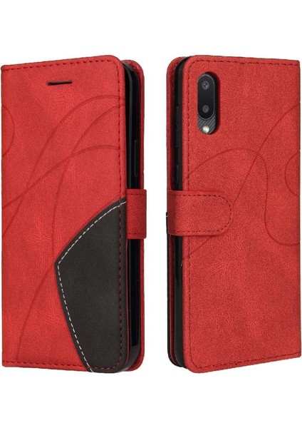 Samsung Galaxy A02/M02 Iki Renkli Dikiş Kickstand Koruyucu Kılıf (Yurt Dışından)