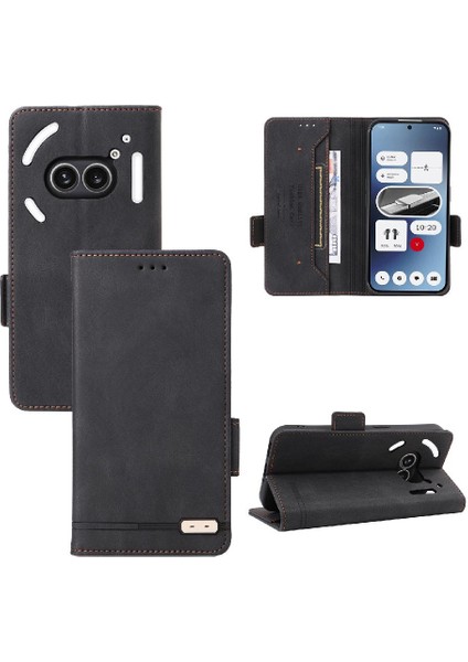 Nothing Telefon 2A Manyetik Karbon Fiber Deri Folio Flip Case (Yurt Dışından)