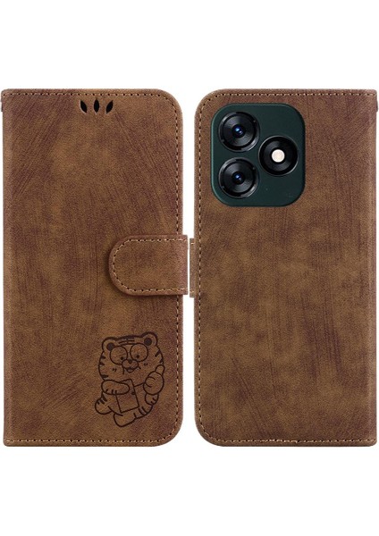 Tecno Kıvılcım 10C Kabartmalı Sevimli Kaplan Kartı Cep Flip Folio Cüzdan Için Kılıf (Yurt Dışından)