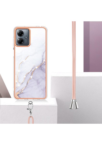 Motorola Moto G14 Tampon Mermer Crossbody Kordon Askısı Yumuşak (Yurt Dışından) indirimleri