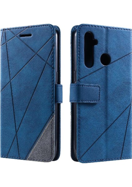 Realme 5 Pro Cüzdan Flip Için Kılıf Folio Darbeye Manyetik Kart Tutucu Pu (Yurt Dışından)