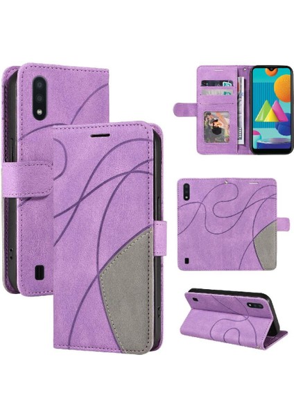 Samsung Galaxy A02/M02 Iki Renkli Dikiş Kickstand Koruyucu Kılıf (Yurt Dışından)