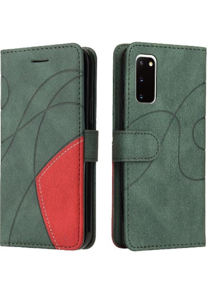 Samsung Galaxy S20 Için Kılıf Pu Deri Flip Folio Kılıf Kickstand Iki Renkli (Yurt Dışından)