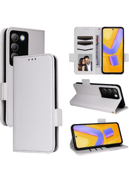 Vivo Y200E 5g Yan Toka Manyetik Cüzdan Kart Yuvaları Tutucu Pu (Yurt Dışından)