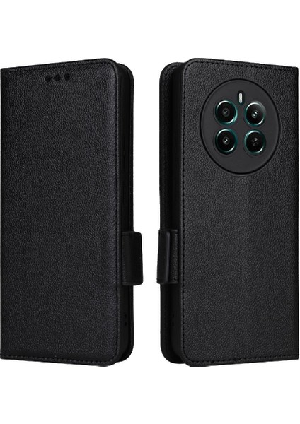 Realme 12 Artı 5g Pu Deri Manyetik Cüzdan Yan Toka Kartı (Yurt Dışından)
