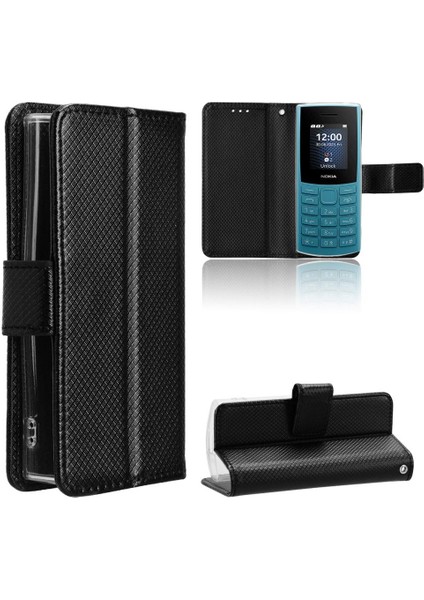Nokia 105 2g 2023 Kickstand Kapak Manyetik Cüzdan Kart Tutucu (Yurt Dışından)