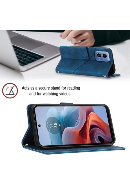 Motorola Moto G34 Manyetik Deri Kart Tutucu Cüzdan Flip Kapak Için Kılıf (Yurt Dışından)