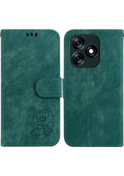 Tecno Kıvılcım 10C Kabartmalı Sevimli Kaplan Kartı Cep Flip Folio Cüzdan Için Kılıf (Yurt Dışından)