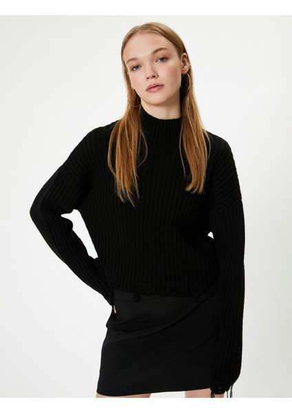 Boğazlı Kazak Uzun Kollu Kaşkorse Yıpratma Detaylı fiyatları